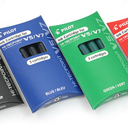 PILOT 百樂牌 Hi-Tecpoint V5/V7 Cartridges system 鋼珠筆墨膽 (3入一盒)