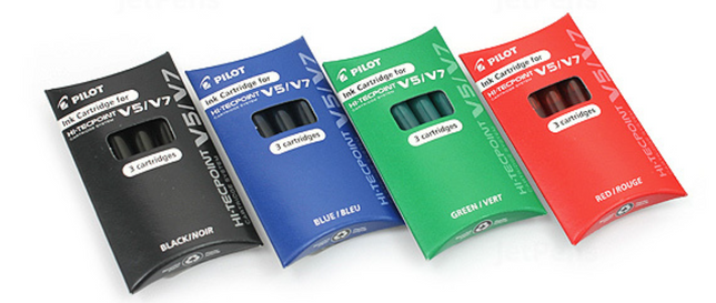 PILOT 百樂牌 Hi-Tecpoint V5/V7 Cartridges system 鋼珠筆墨膽 (3入一盒)