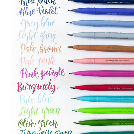 (超特價$119) 12色新粉色系套裝 Pentel Brush Sign Pen 柔繪筆 美術字軟毛筆